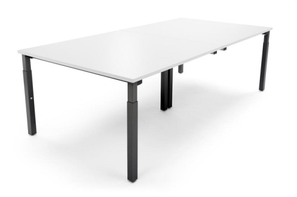 Deskin Konferenztisch System MODUL, Weiß, 2400 x 1200 x 650 mm, Gestell: Schwarz RAL 9005, 349182