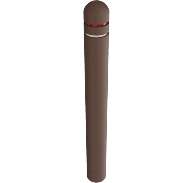 Stein HGS Absperrpfosten 'Bollard' Ø 150 mm, Halbkugelkopf, aus Recyclingkunststoff, mit 2 Fräsungen, braun und 2 Reflektorbänder weiß und rot, 4014151