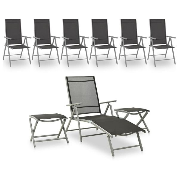 vidaXL 9-teilig Garten-Lounge-Set Schwarz und Silbern, 3070644