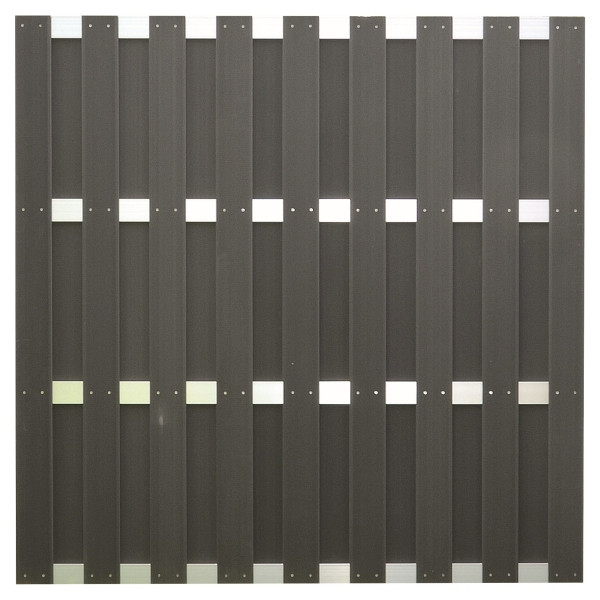 T&J JINAN-Serie anthrazit, 180 x 180 cm, WPC-Bretterzaun, Querriegel ALU anodisiert, 44731