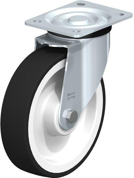 Blickle L-POTH 200K Stahlblech-Lenkrolle, mittelschwere Ausführung, mit Anschraubplatte, Thermoplastisches Polyurethan, Grau, 44578