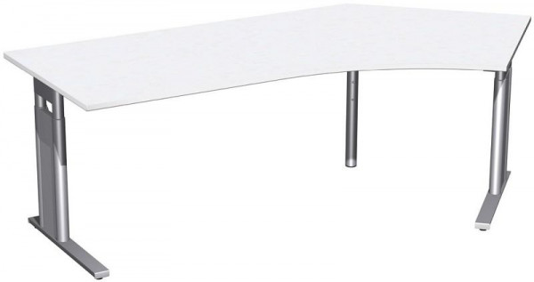 geramöbel Schreibtisch 135° rechts höhenverstellbar, C Fuß Blende optional, 2166x1130x680-820, Weiß/Silber, N-647316-WS