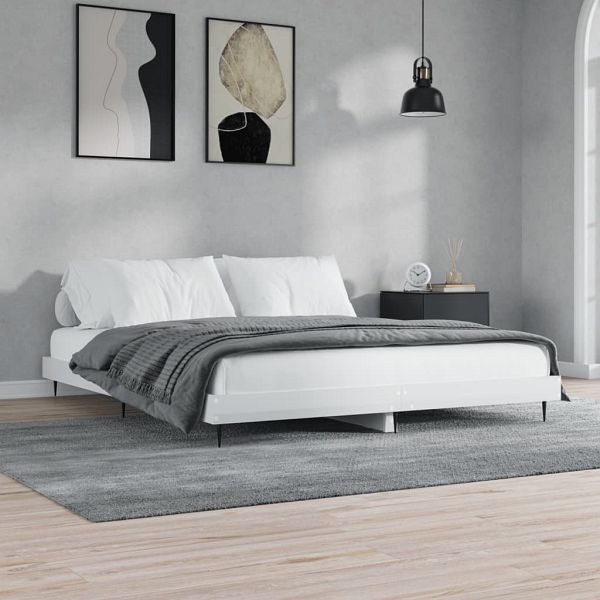 vidaXL Bettgestell Hochglanz-Weiß 180x200 cm Holzwerkstoff, 832223