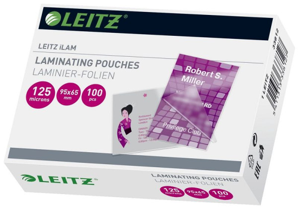 LEITZ 33812 Folientasche Key Card 125 Micron 100 Stück, 33812
