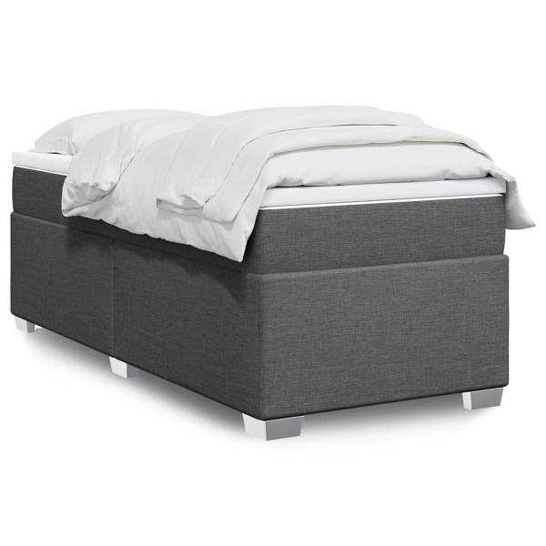 vidaXL Boxspringbett mit Matratze Dunkelgrau 80x200 cm Stoff, 3285089