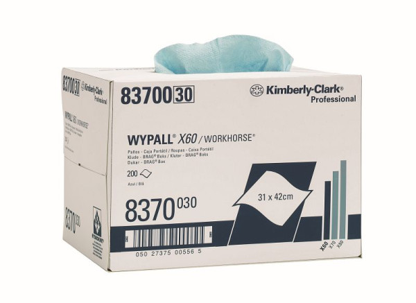 WYPALL* X60 - BRAG Box, Vliestuch, blau, 31,7 x 42,6 cm, 200 Blatt/Box, 837000