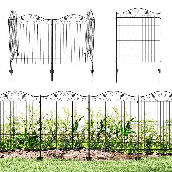 Outsunny Gartenzaun Gitterzaun Zaun, Vintage-Design, wetterbeständig, 365 x 0,8 x 112 cm, Schwarz, 844-367