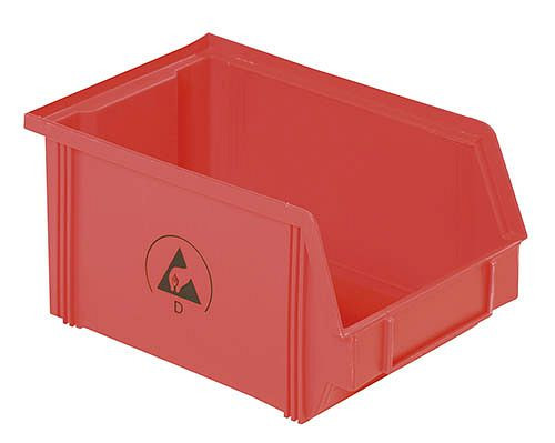 Bedrunka+Hirth IDP-STAT® Sichtlagerkästen - ableitfähig, rot, Maße in mm (BxTxH): 145 x 235 x 125, 27 Stück, E5321.R.4