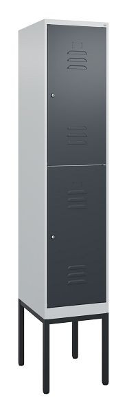 C+P Doppelstöckiger Spind Classic PLUS, Gestell, 2120x400x500mm, 7035/7016, Zylinderschlösser, 0803307-12 S10023