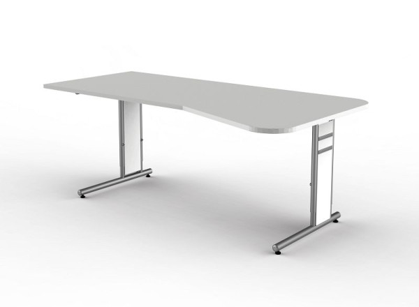 Kerkmann Freiformtisch mit C-Fuß-Gestell, Form 4, B 1950 x T 800/1000 x H 680-820 mm, lichtgrau, 114109.1