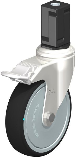 Blickle LKRXA-PATH 126KD-11-FI-FK-EXV17 Edelstahl-Apparate-Lenkrolle mit Expander & Feststeller, Thermoplastisches Polyurethan, Grau, 853495