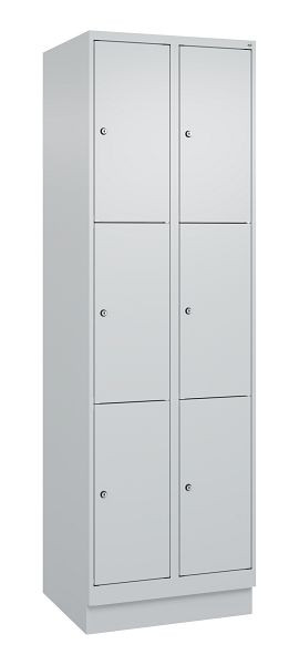 C+P Schließfachschrank Classic PLUS, Sockel, 2 Abteile mit je 3 Fächern, 1950x600x500mm, 7035/7035, 080020-203 S10009