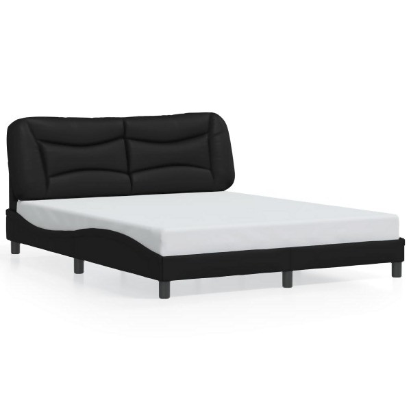 vidaXL Bettgestell mit LED Schwarz 160x200 cm Kunstleder, 3213941