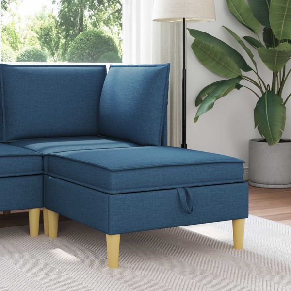 vidaXL Sofa-Hocker mit Stauraum Blau Stoff, 42027130