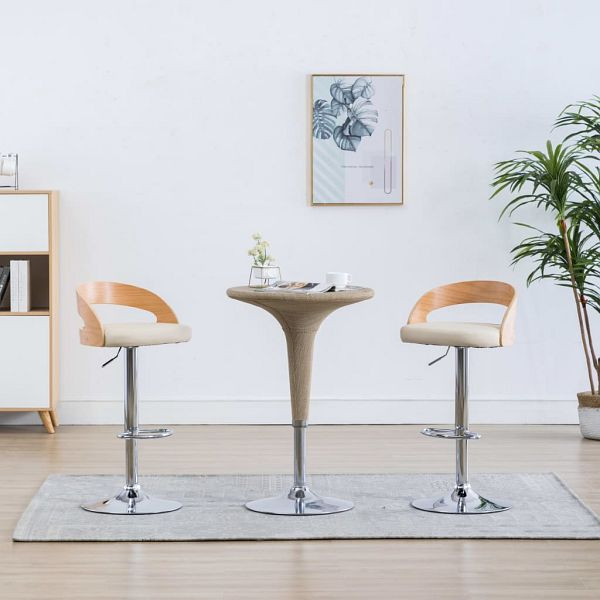 vidaXL Barhocker 2 Stück Cremeweiß Kunstleder und Bugholz, 283147