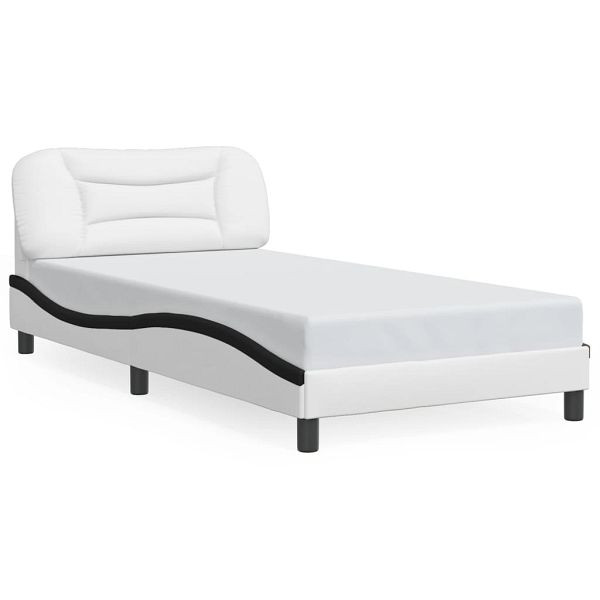 vidaXL Bettgestell mit Kopfteil Weiß und Schwarz 100x200 cm Kunstleder, 3207987