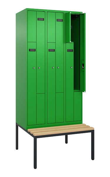 C+P Z-Spind Evolo PLUS, 6 Fächer, 2120x900x815mm, 6037/6037, Zylinderschloss, Material Sitzfläche Buche-Hartholz, Sitzbank, 0490537-306 S10053