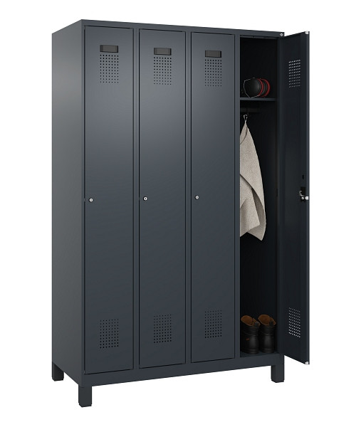 C+P Spind Evolo PLUS, mit Füßen, 4 Abteile, 1950x1200x500mm, 7016/7016, Verschluss Zylinderschloss, Ablageböden 4, 049010-40 S10043