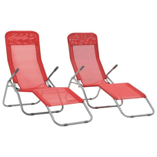 vidaXL Klappliegen 2 Stück Textilene Rot, 44339, 8718475621362