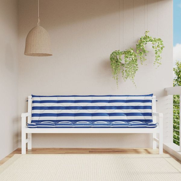 vidaXL Gartenbank-Auflagen 2 Stück Blau&Weiß Gestreift 200x50x7cm Stoff, 361747