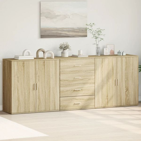 vidaXL Sideboards 3 Stück Sonoma-Eiche Holzwerkstoff, 3276611