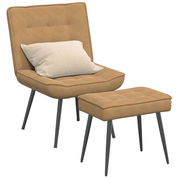 vidaXL Relaxsessel mit Hocker Braun Samt, 4012334, 8721102928307