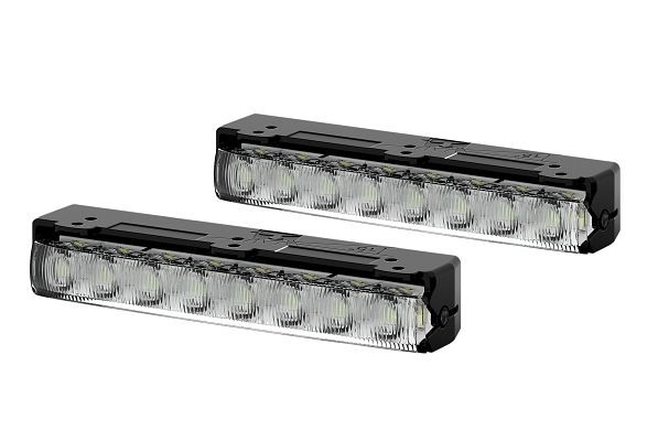 HELLA LED-Tagfahrleuchtensatz, LEDayLine 15, 12V, rechteckig, Einbau, SAE/ECE-R7/E24 5863/ECE-R87, glasklar, 2800mm, Fahrzeugfront, Set, 2PT 980 860-801