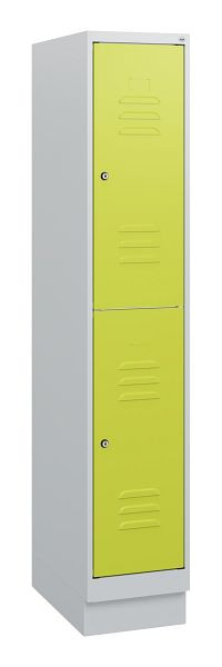 C+P Doppelstöckiger Spind Classic PLUS, Sockel, 1630x300x500mm, 7035/0024, Zylinderschlösser, 0803205-10 S10040