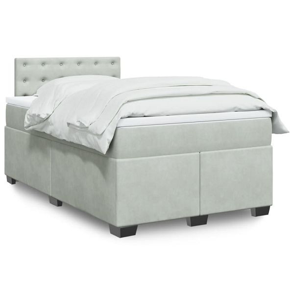 vidaXL Boxspringbett mit Matratze Hellgrau 120x190 cm Samt, 3288570