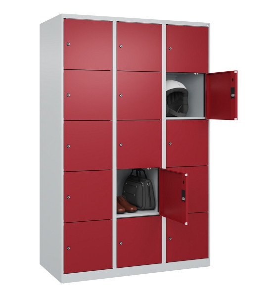 C+P Schließfachschrank Evolo PLUS, 15 Fächer, 1850x1200x500mm, 7035/3003, 049000-325 S10004