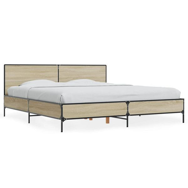 vidaXL Bettgestell Sonoma-Eiche 200x200 cm Holzwerkstoff und Metall, 3280018
