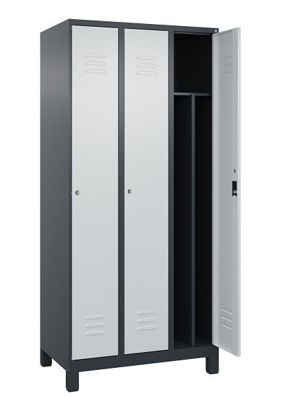 C+P Spind Classic PLUS, Füße, 3 Abteile, 1950x900x500mm, 7016/7035, Verschluss Zylinderschloss, 080010-30F S10028