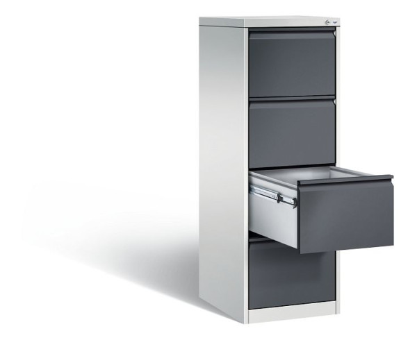 C+P Hängeregistraturschrank Acurado, H1357xB433xT590mm, Farbe: Lichtgrau / Schwarzgrau, Griffleiste, 12434-311 S10012