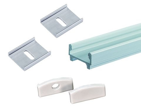 rutec Aluminiumprofil-Set inkl. Endkappen und Montageklammer 23/12 2 Meter, B68405