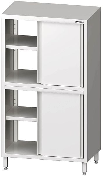 Stalgast Durchreiche-Hochschrank mit Schiebetüren, 800x600x1800 mm, mit zwei Schrankräumen, verschweißt, VHK08615