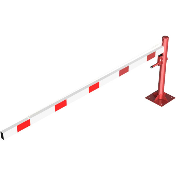 Stein HGS Drehschranke, horizontal schwenkbar, 3000 mm, PZ-Schloss, zum Aufdübeln, Bodenplatte 360x360x8mm, Lochabstand 260x260mm, 4113.30-zbp