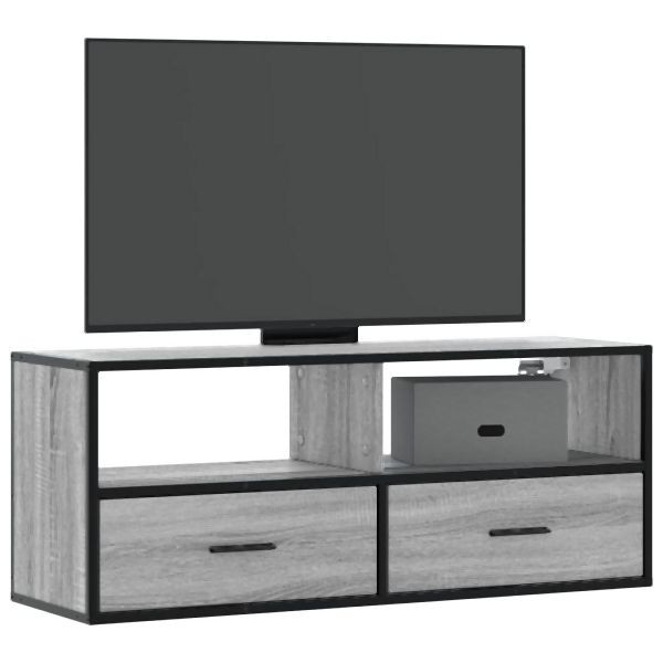 vidaXL TV-Schrank Grau Sonoma 100x31x39,5 cm Holzwerkstoff und Metall, 848932