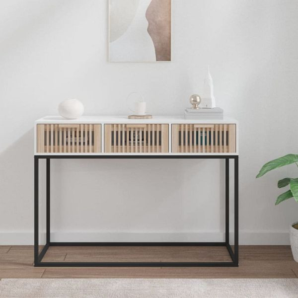 vidaXL Konsolentisch Weiß 105x30x75 cm Holzwerkstoff und Eisen, 352106