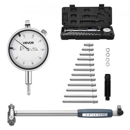 VEVOR Innendurchmesser Messuhr Set, 0-6,35 mm, 0,03 mm Genauigkeit, Bohrungslehre mit Stange und Aufbewahrungskoffer, NJCLGJGJDNJBWDXZQ001V0