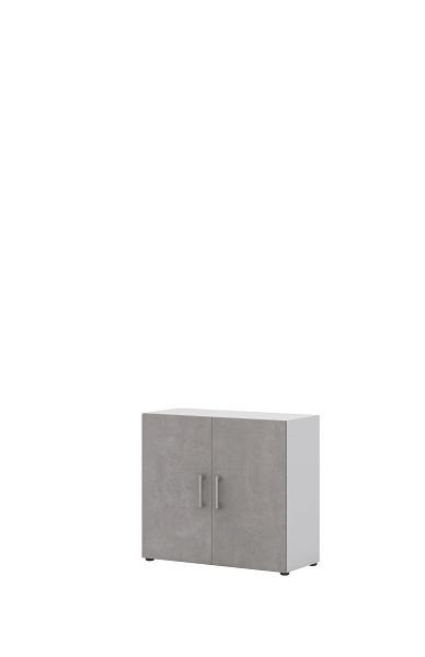 Röhr Aktenschrank B 80 cm x H 72 cm x T 33,5 cm, Korpus Weiß, Front Beton, mit 2 Türen, 2 Ordnerhöhen, 859B221000