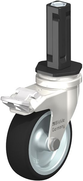 Blickle LRXA-PATH 75G-FI-EXV02 Edelstahl-Apparate-Lenkrolle mit Expander & Feststeller, Thermoplastisches Polyurethan, Grau, 853352