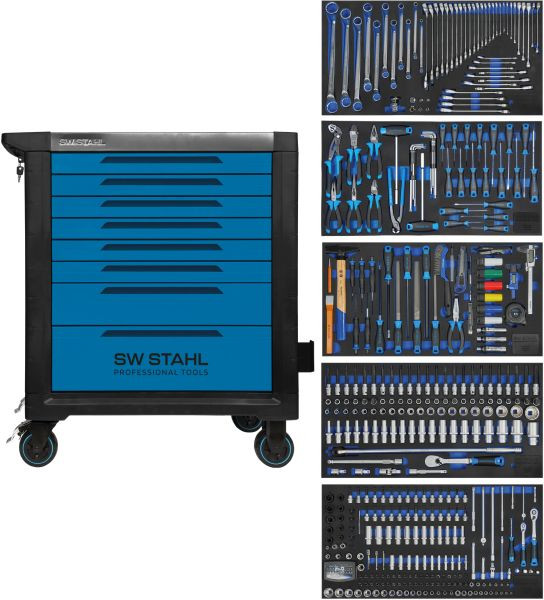 SW-Stahl Profi-Werkstattwagen TT802, blau, bestückt, 434-teilig, Z3200