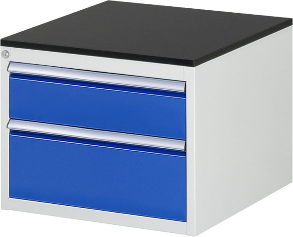 RAU Schubladenschrank Serie 7000, B580 x T650 x H460 mm, 2 x Schublade-Größe-L 1xH150, 1xH210 mm, Arbeitsplatte mit Melaminharzbeschichtung, 03-L2.11A-M.11