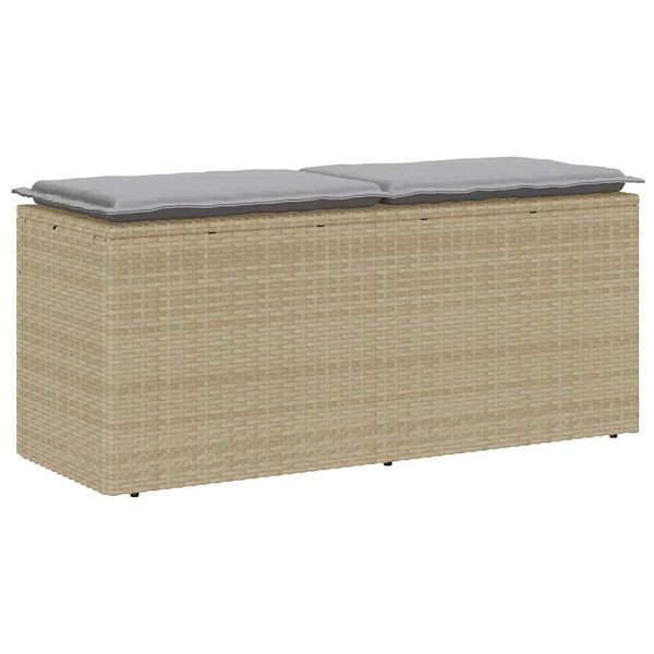 vidaXL Gartenbank mit Kissen Beige 110x40x44 cm Poly Rattan, 4104148