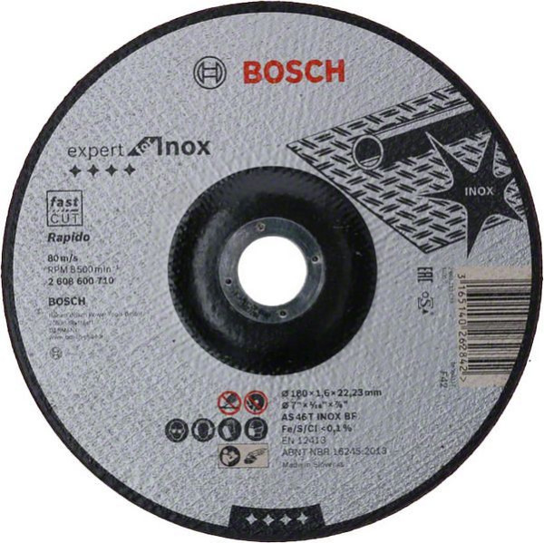 Bosch Trennscheibe gekröpft Expert for Inox - Rapido AS 46 T INOX BF, 180 mm, 1,6 mm, VE: 25 Stück, 2608600710