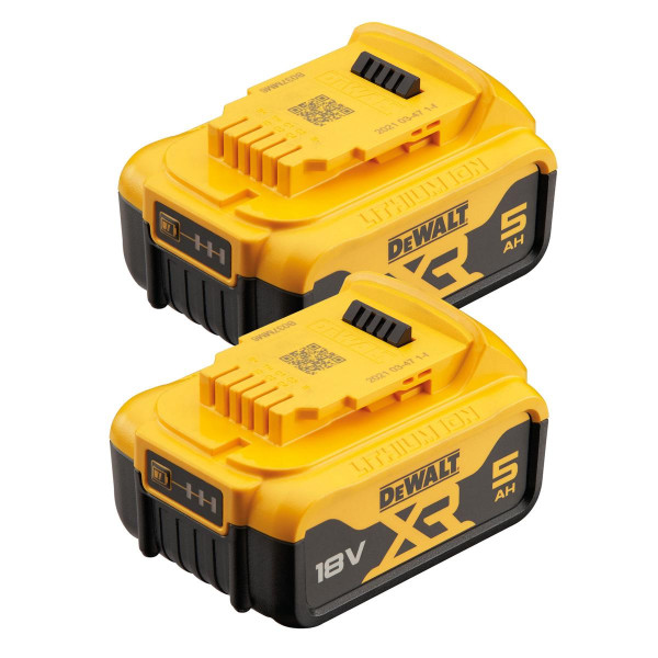 DeWalt 2er Akku-Set 18 Volt / 5 Ah, Überlastungsschutz, DCB184P2-XJ