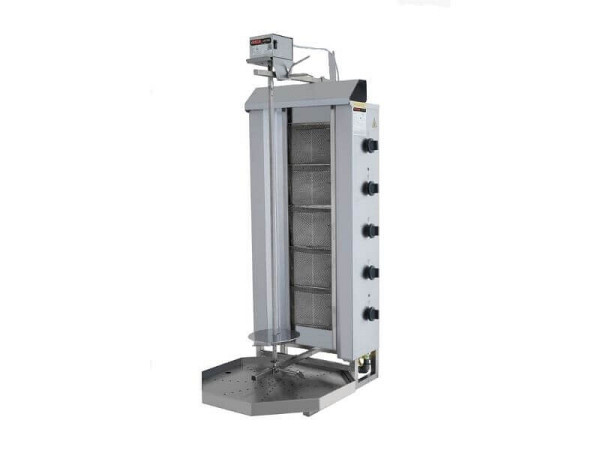 SGS Gastro Gas Dönergrill mit Motor oben, Gyrosgrill 5 Brenner, max. 80 kg, inkl. Flügeltüren, DS34