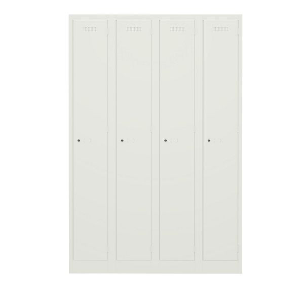 Bisley Garderobenschrank Primary Locker, 4 Abteile, 696 verkehrsweiß, PL3050Q1696