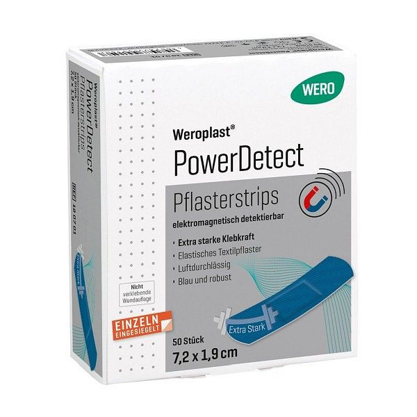 WERO Weroplast PowerDetect Pflasterstrips 7,2 x 1,9 cm, detektierbar 50 Stück, 180701