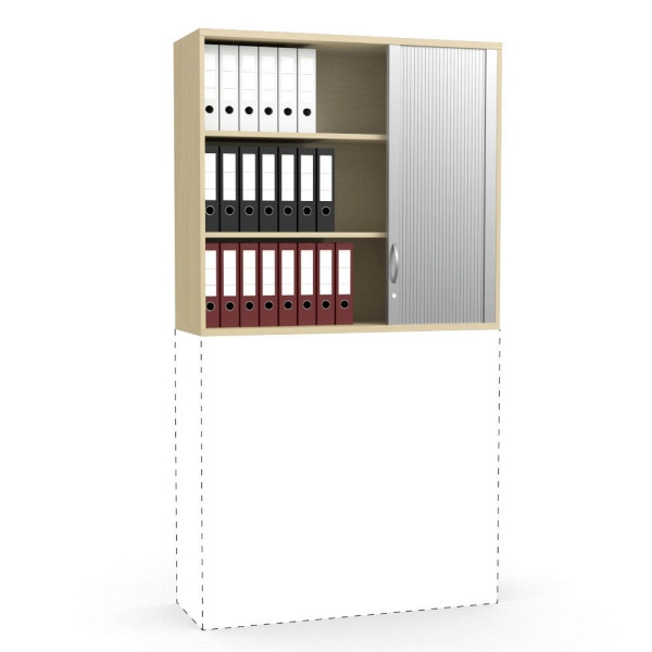 Deskin Rollladen-Aufsatzschrank MULTI M pro, Dekor: Buchedekor, BxHxT: 1200 x 1110 x 420 mm, 257429